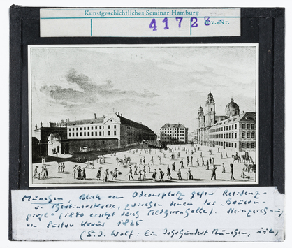 Vorschaubild München: Odeonsplatz gegen Residenz und Theatinerstraße, 1825 